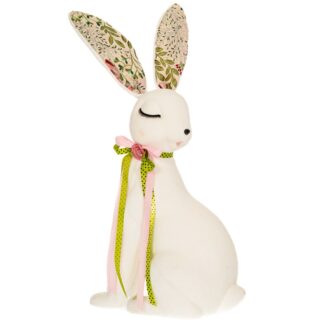 ΑΣΠΡΗ ΥΦΑΣΜΑΤΙΝΗ ΛΑΓΟΥΔΙΝΑ ΜΕ ΠΡΑΣΙΝΗ ΡΟΖ ΚΟΡΔΕΛΑ 40Χ24Χ70ΕΚ